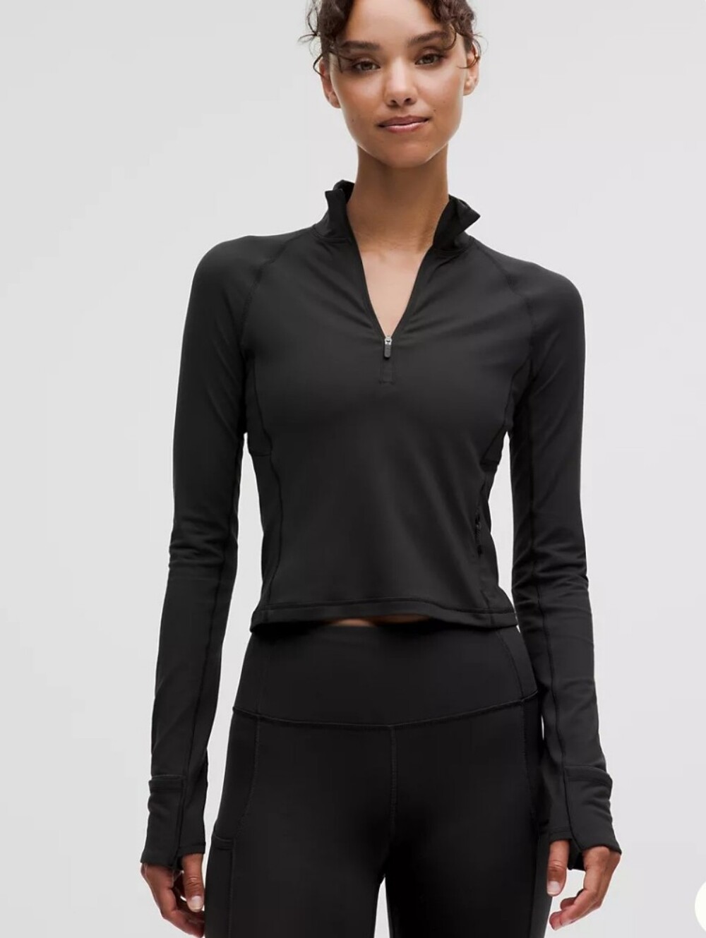 Lululemon It's Rulu Cropped Half Zip Black size 6